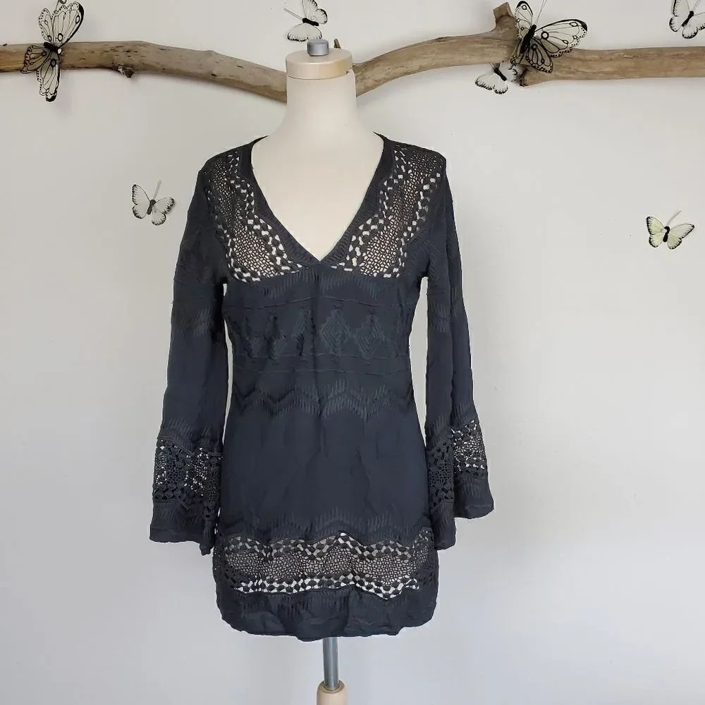 La blanca black embroidered cover up tunic